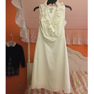 White House Black Market White Dress with Frills